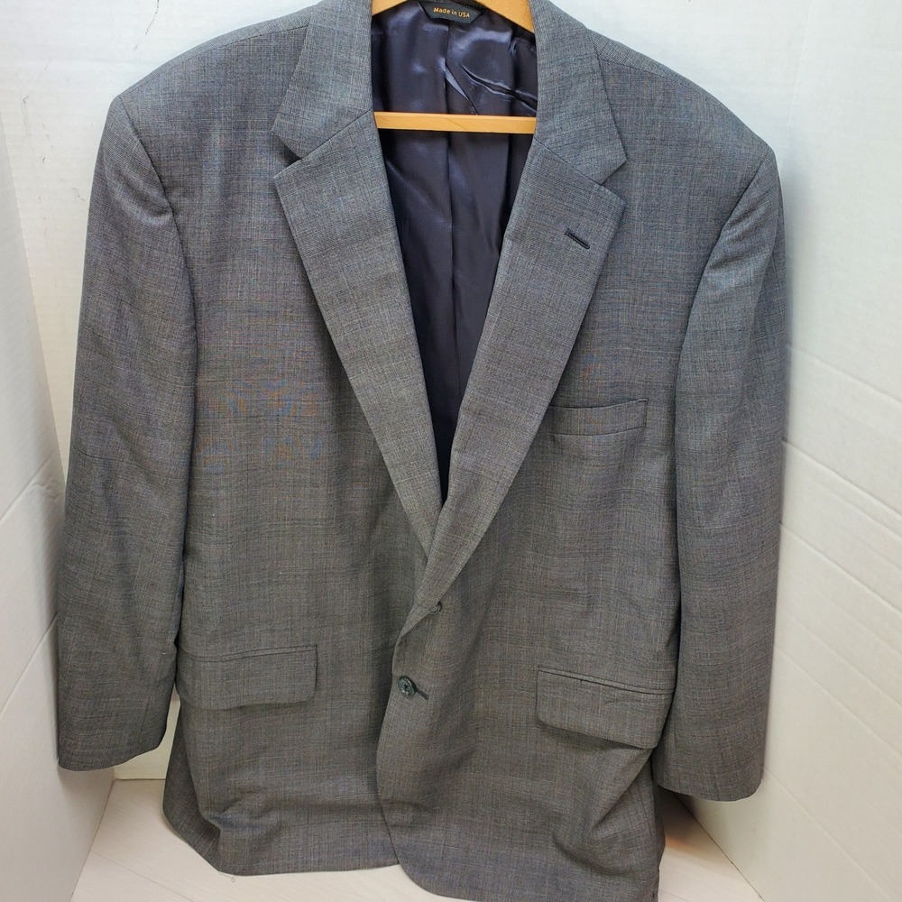 H Freeman Hunt Club Clothiers Grey Glen Check Blazer Men 48R Quiet Luxury Preppy